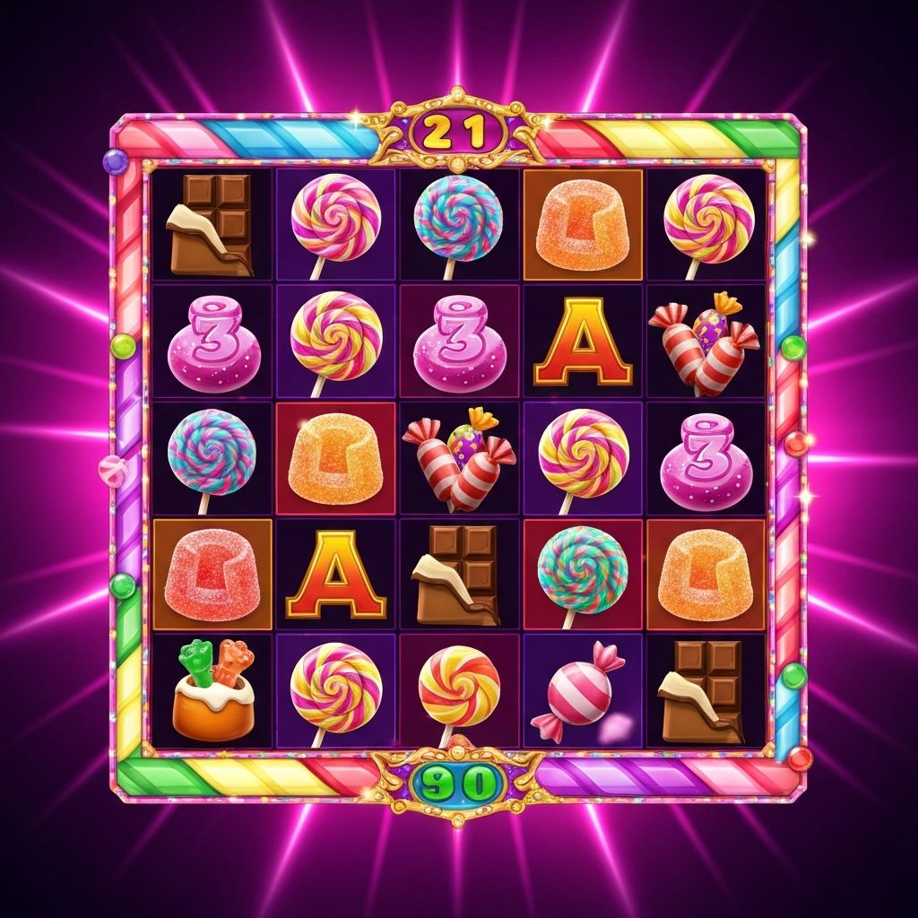 Sugar Rush — игровое поле 7×7 с кластерными выплатами и символами конфет