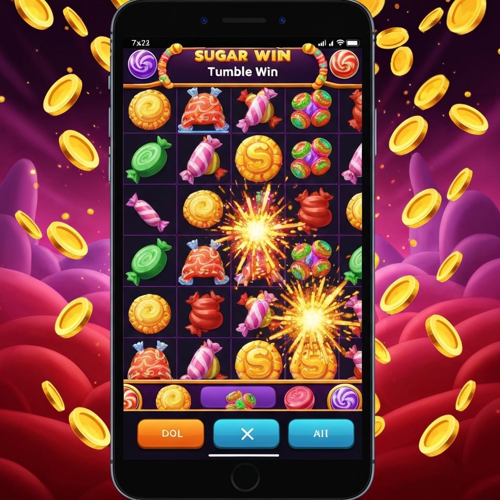 Sugar Rush — мобильная версия слота с функцией Tumble Wins и крупным выигрышем